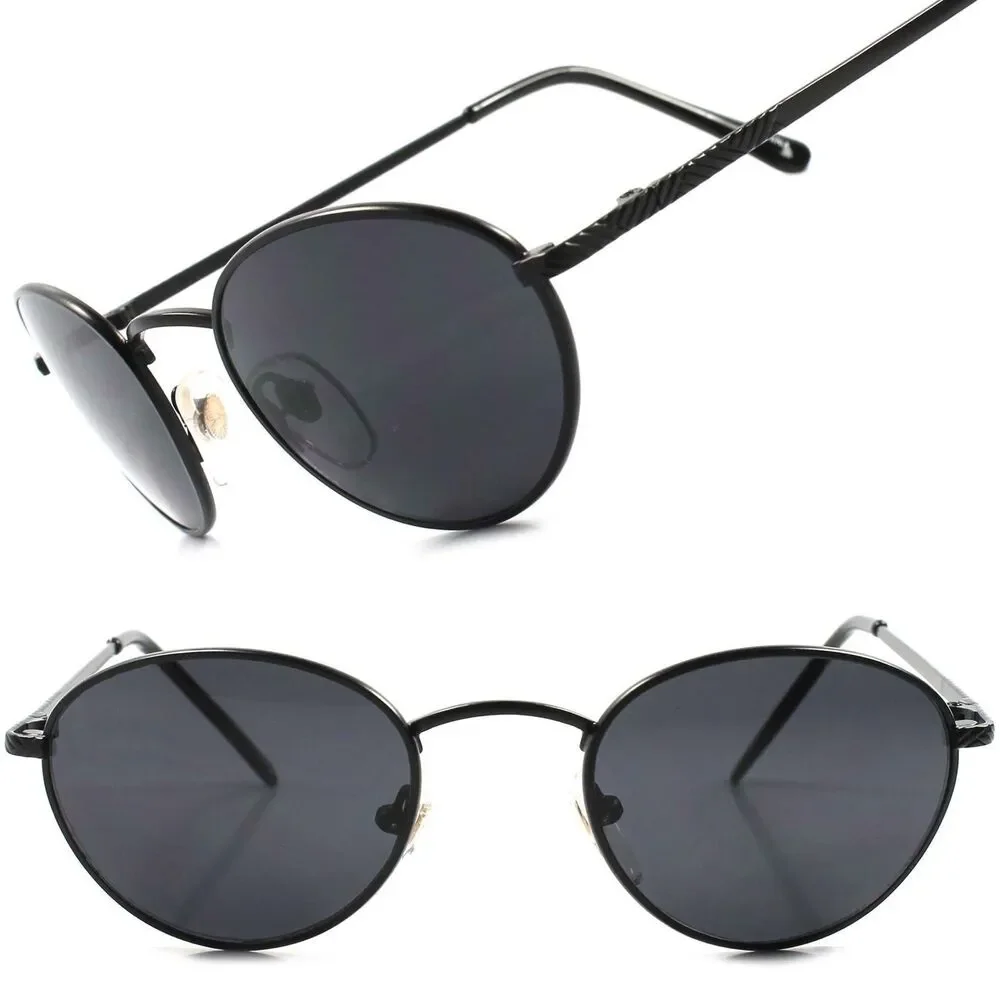 Deadstock Classic True Vintage Indie Mens Womens Black Oval Round Sunglasses